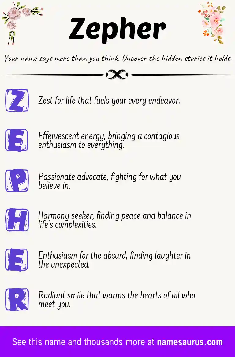 Acrostic poem about Zepher.