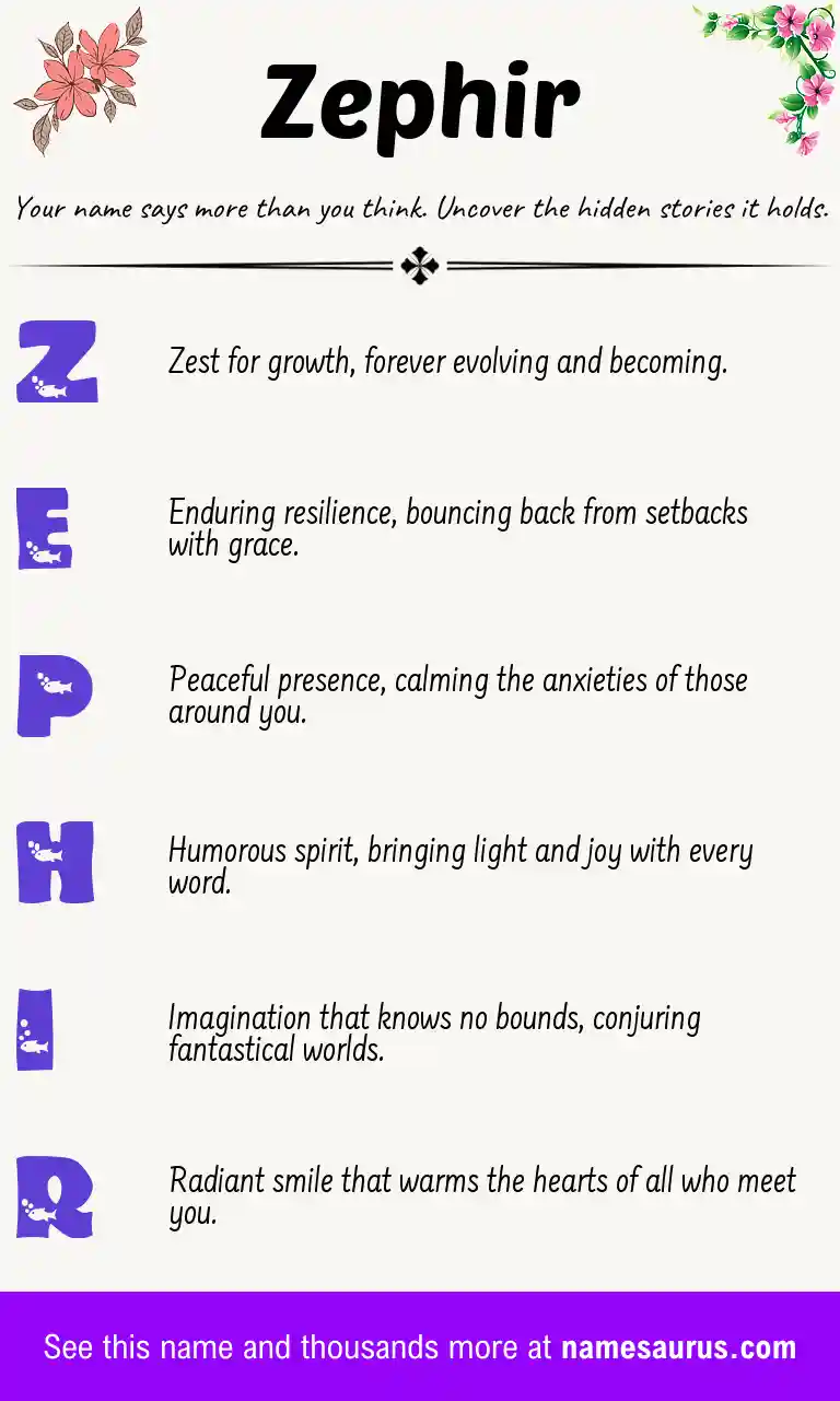 Acrostic poem about Zephir.