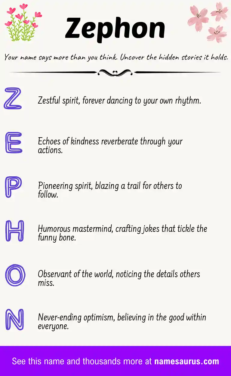 Acrostic poem about Zephon.
