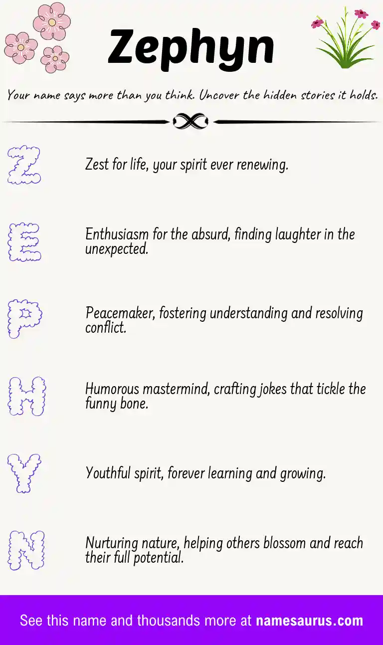 Acrostic poem about Zephyn.