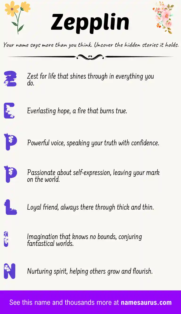 Acrostic poem about Zepplin.
