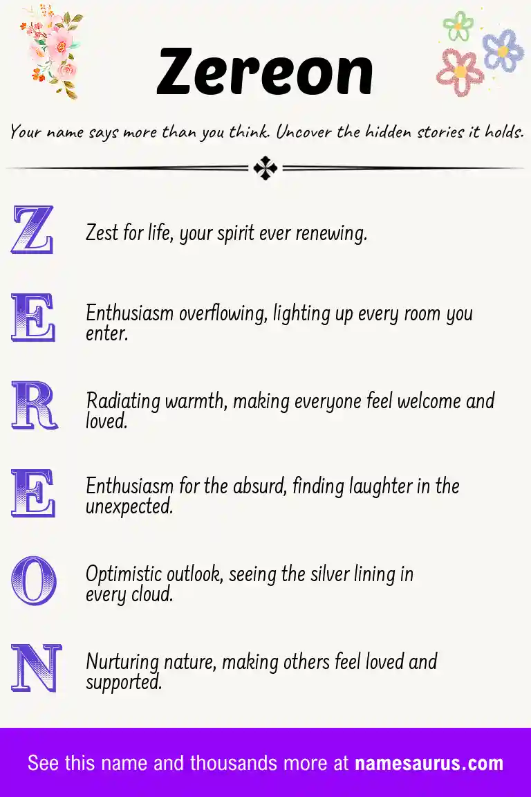 Acrostic poem about Zereon.