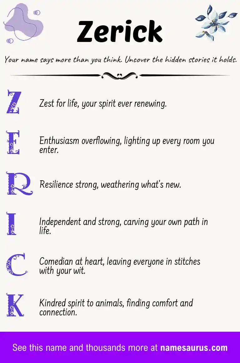 Acrostic poem about Zerick.