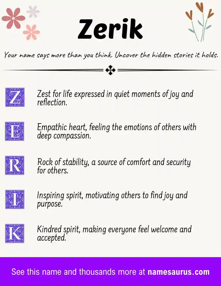 Acrostic poem about Zerik.