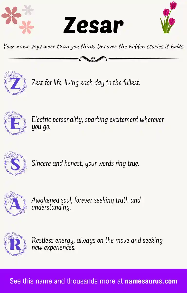 Acrostic poem about Zesar.