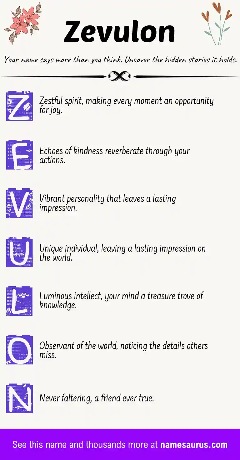 Acrostic poem about Zevulon.