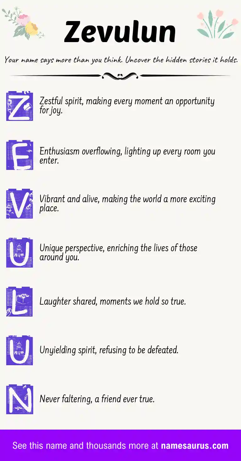 Acrostic poem about Zevulun.