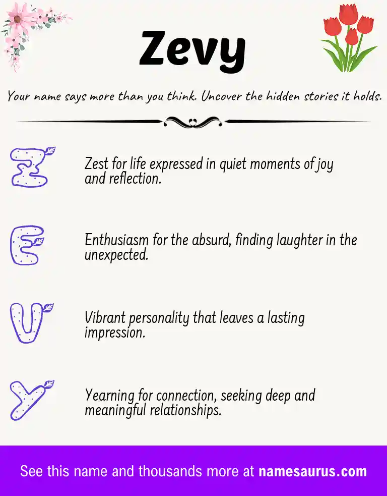 Acrostic poem about Zevy.