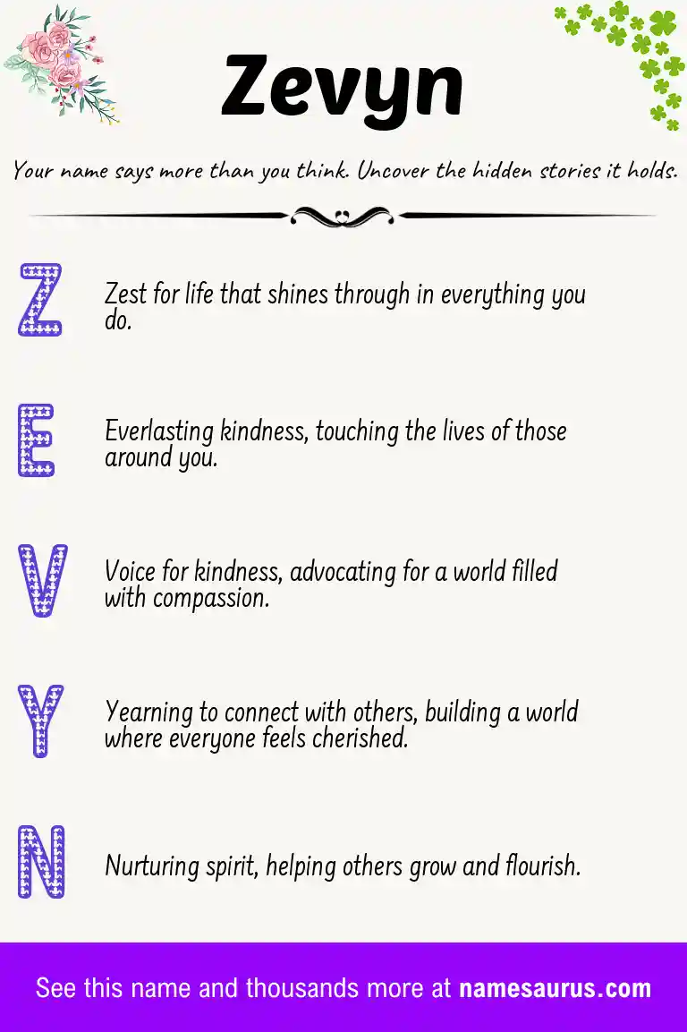 Acrostic poem about Zevyn.