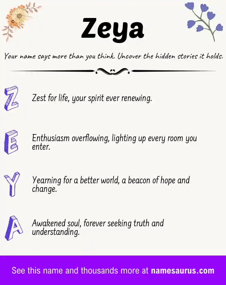 Acrostic poem about Zeya.