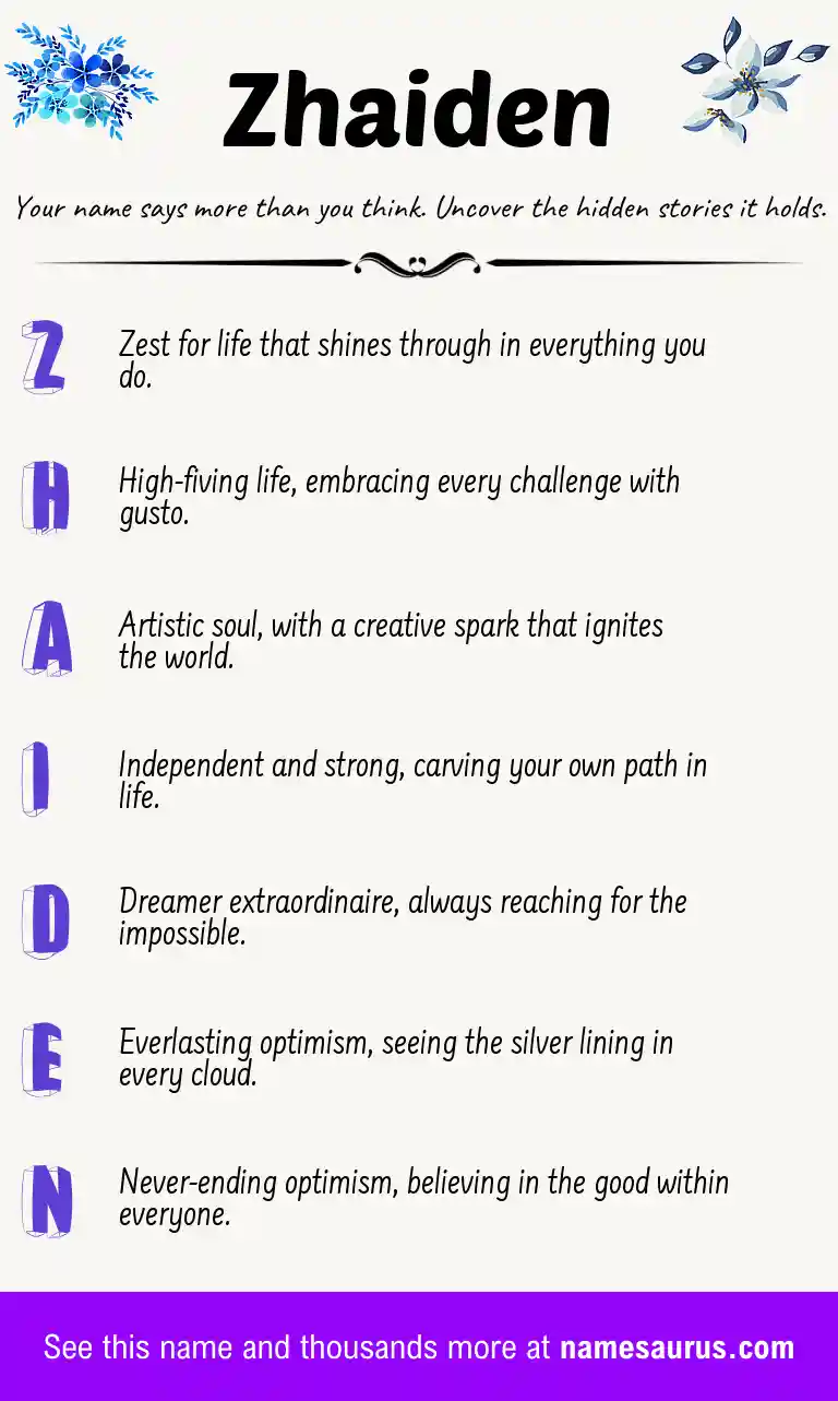 Acrostic poem about Zhaiden.