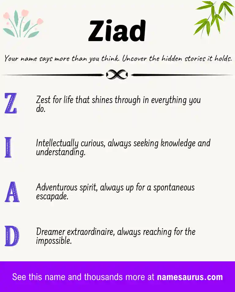 Acrostic poem about Ziad.