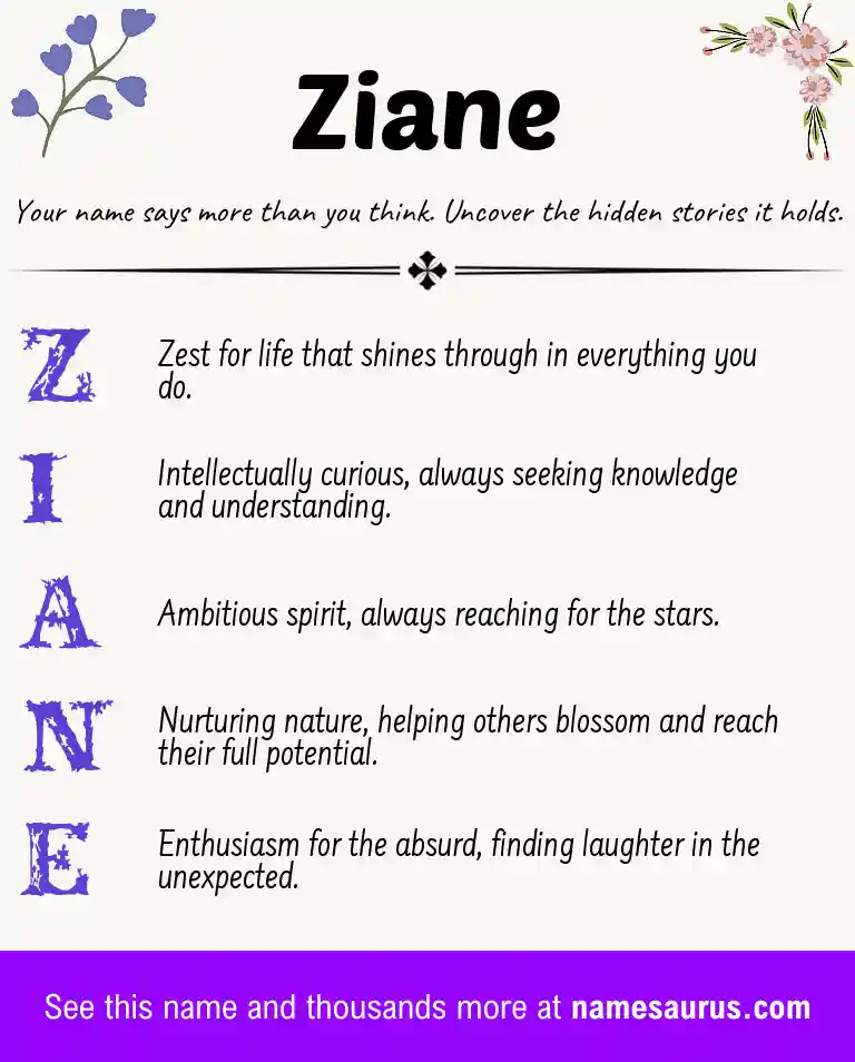 Acrostic poem about Ziane.