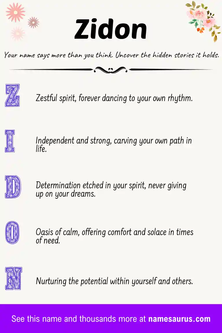 Acrostic poem about Zidon.