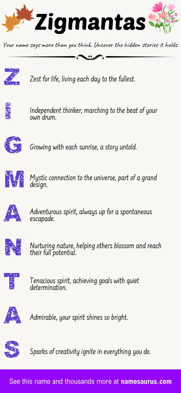 Acrostic poem about Zigmantas.