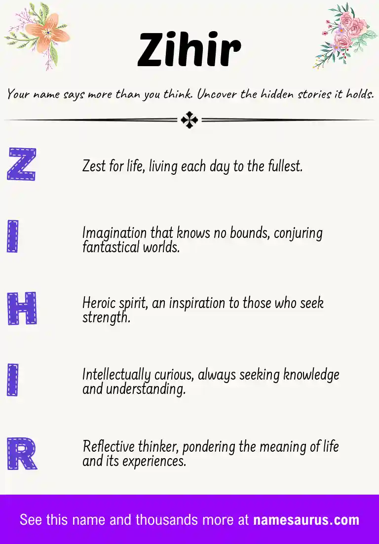 Acrostic poem about Zihir.