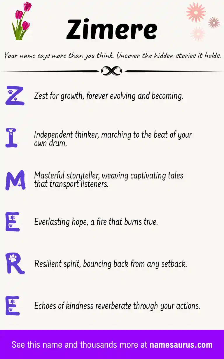 Acrostic poem about Zimere.