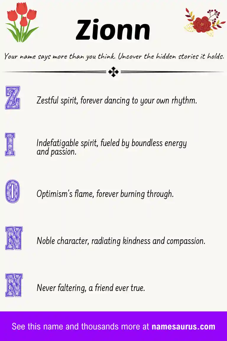 Acrostic poem about Zionn.