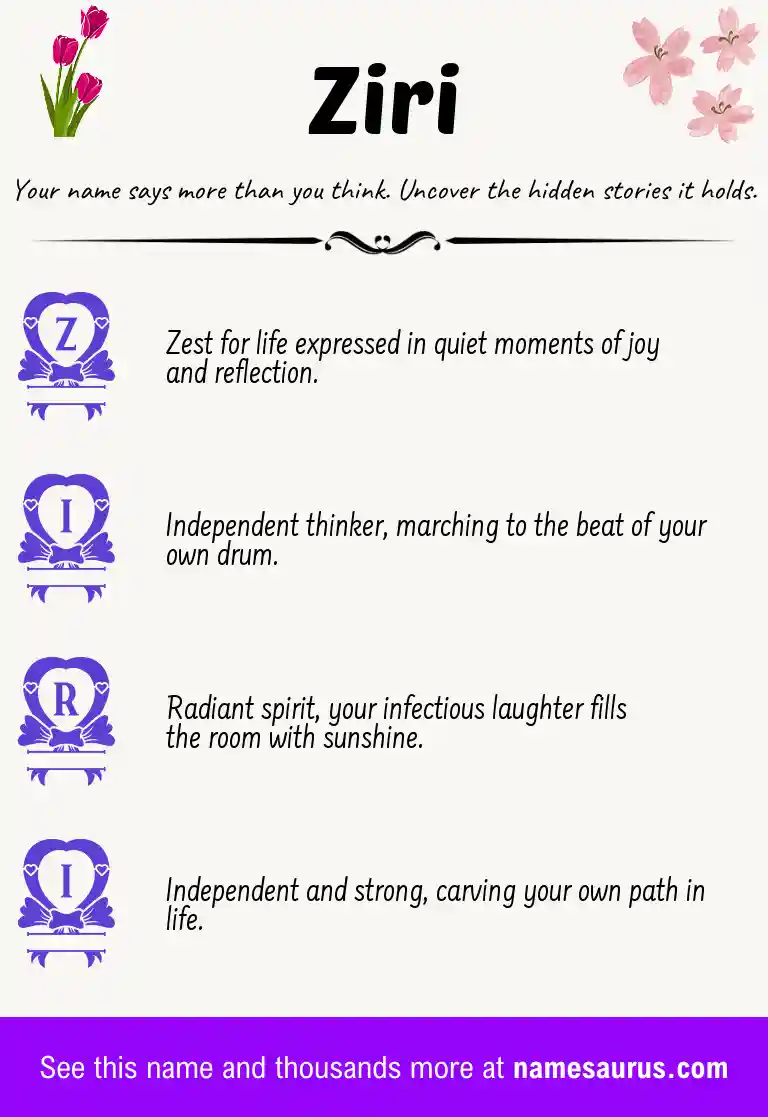 Acrostic poem about Ziri.