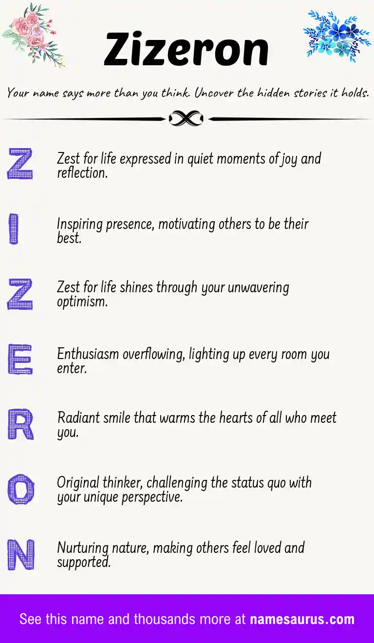 Acrostic poem about Zizeron.