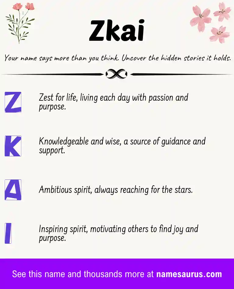 Acrostic poem about Zkai.