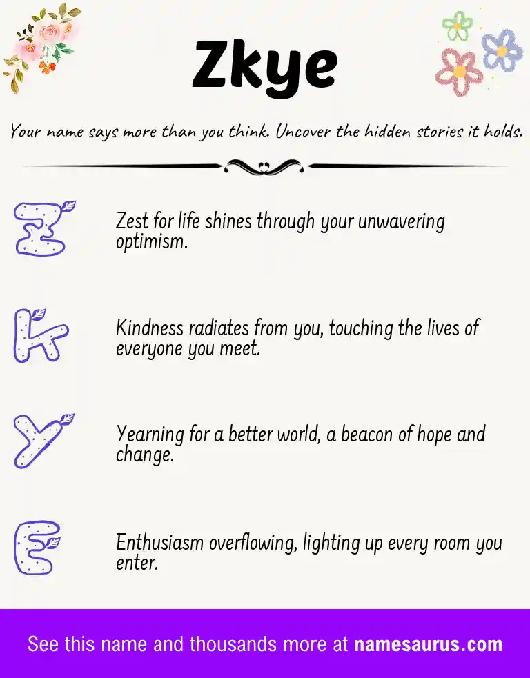 Acrostic poem about Zkye.