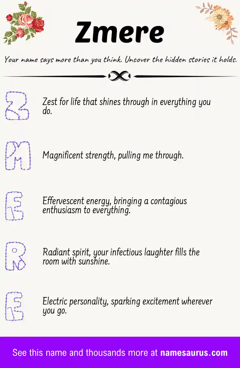 Acrostic poem about Zmere.