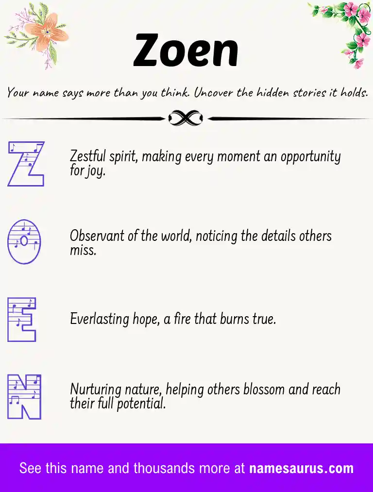 Acrostic poem about Zoen.
