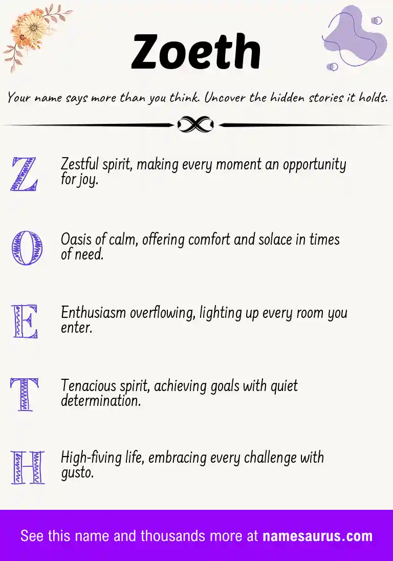 Acrostic poem about Zoeth.