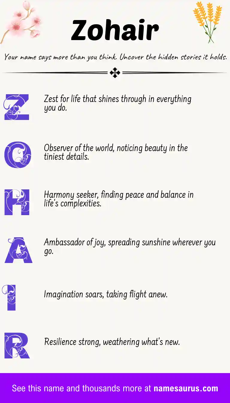 Acrostic poem about Zohair.