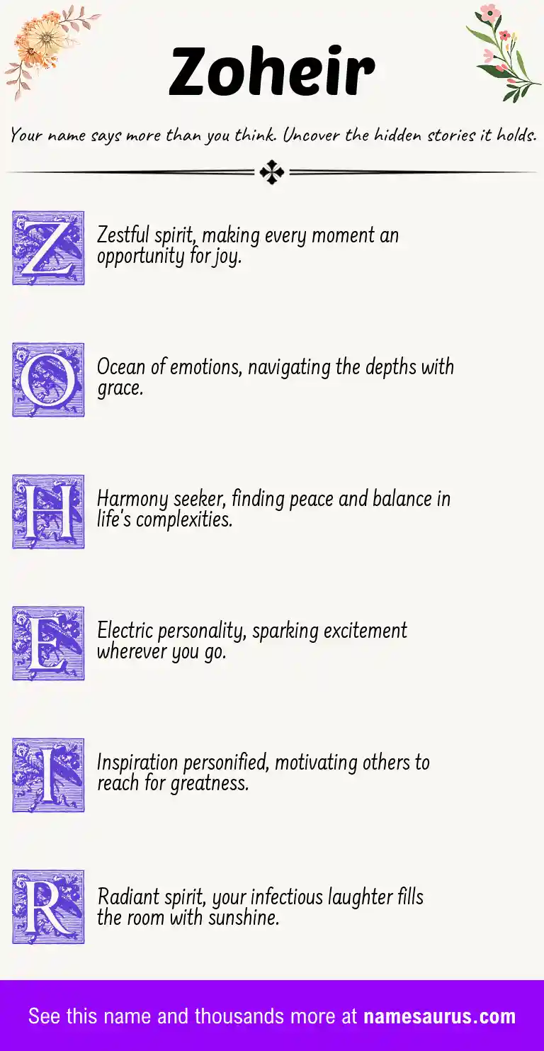 Acrostic poem about Zoheir.