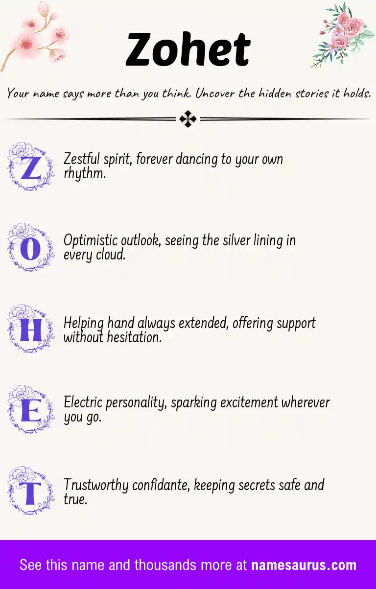 Acrostic poem about Zohet.