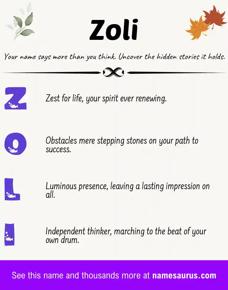 Acrostic poem about Zoli.