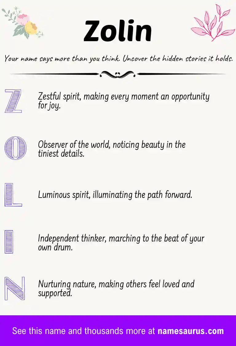 Acrostic poem about Zolin.