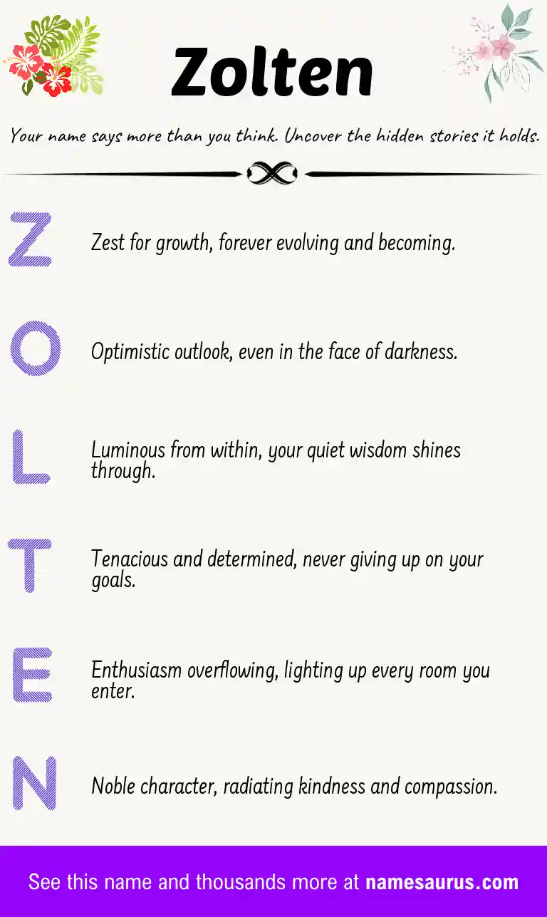 Acrostic poem about Zolten.