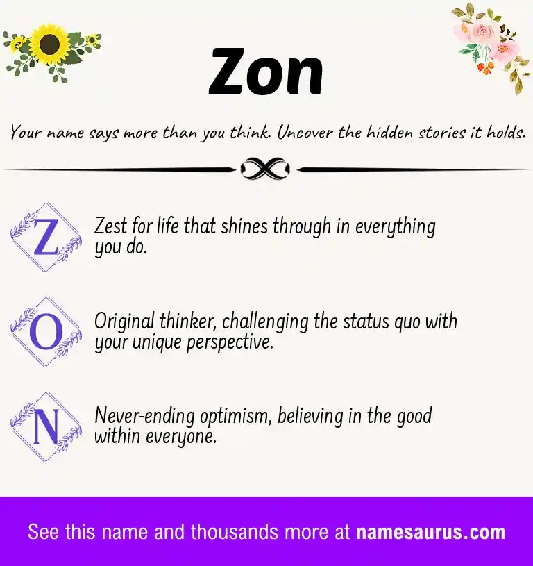 Acrostic poem about Zon.