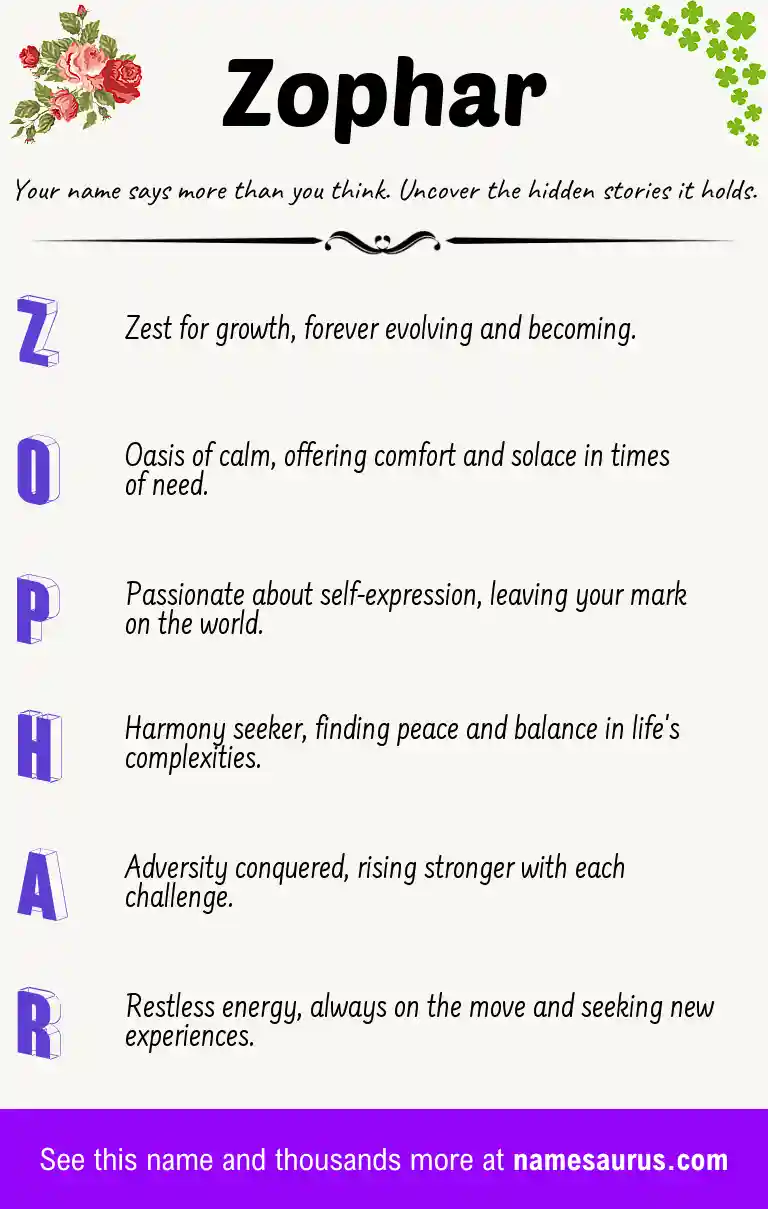 Acrostic poem about Zophar.