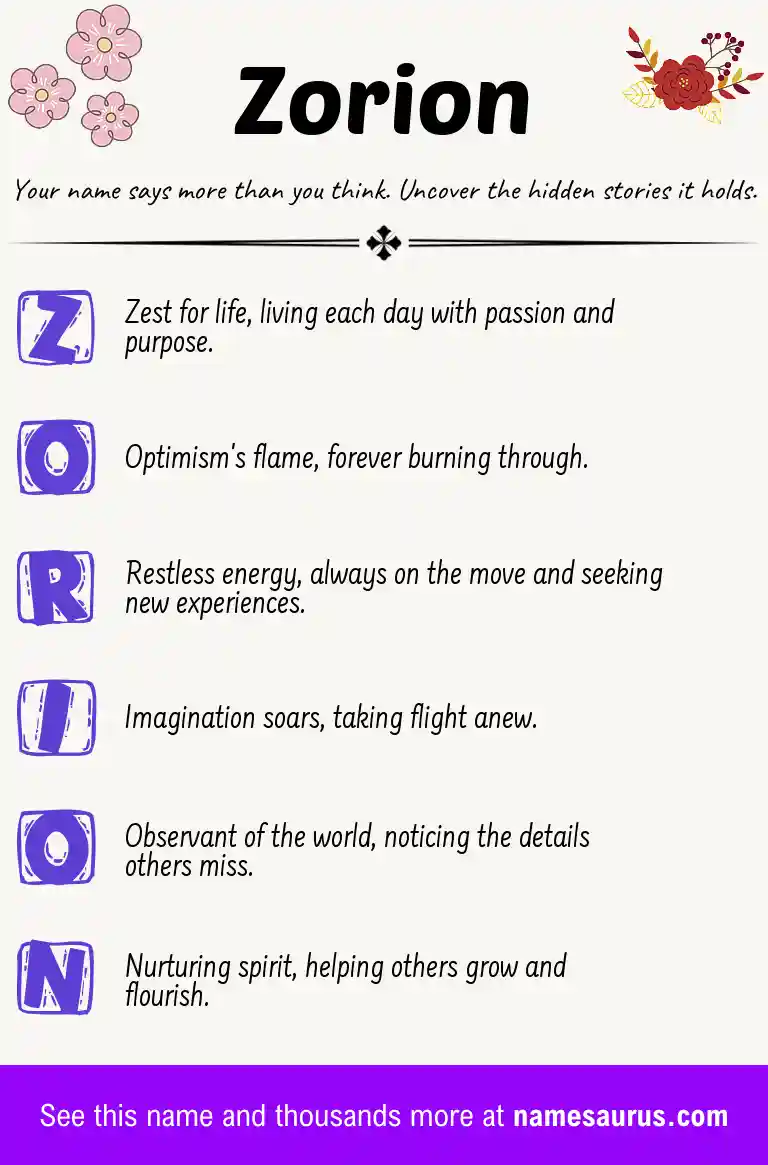 Acrostic poem about Zorion.