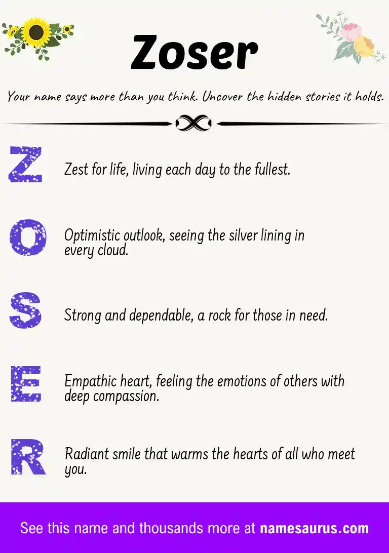 Acrostic poem about Zoser.