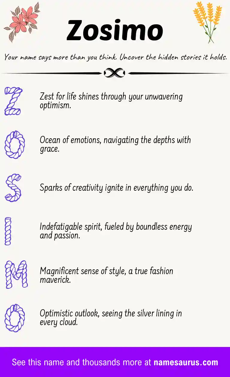 Acrostic poem about Zosimo.