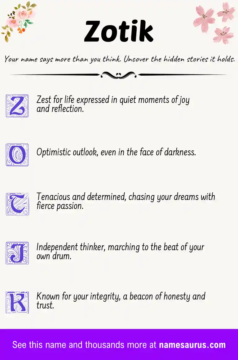 Acrostic poem about Zotik.