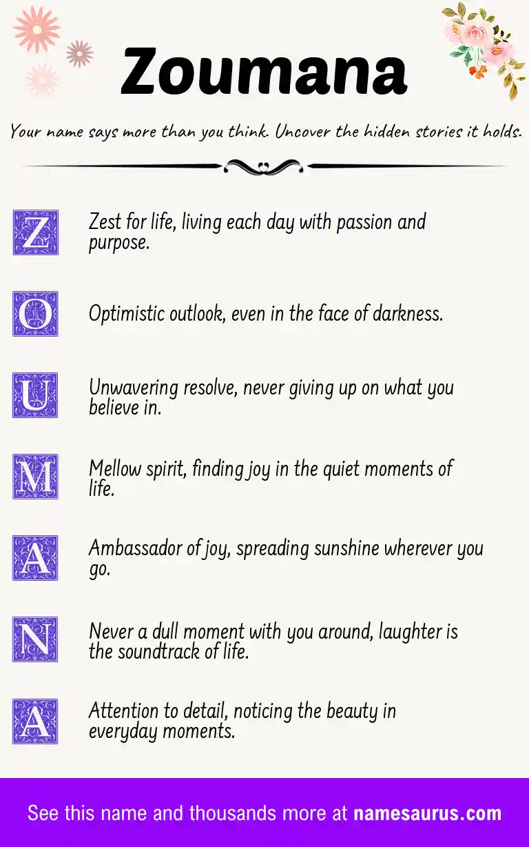 Acrostic poem about Zoumana.