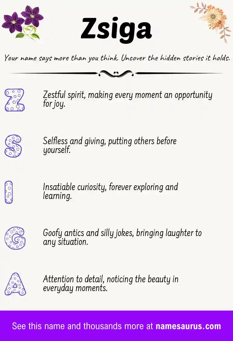 Acrostic poem about Zsiga.