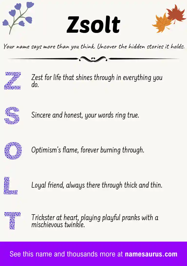 Acrostic poem about Zsolt.
