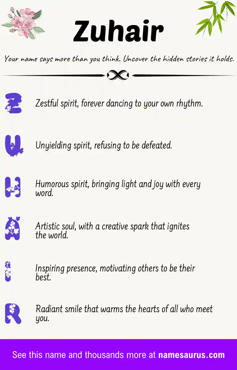Acrostic poem about Zuhair.
