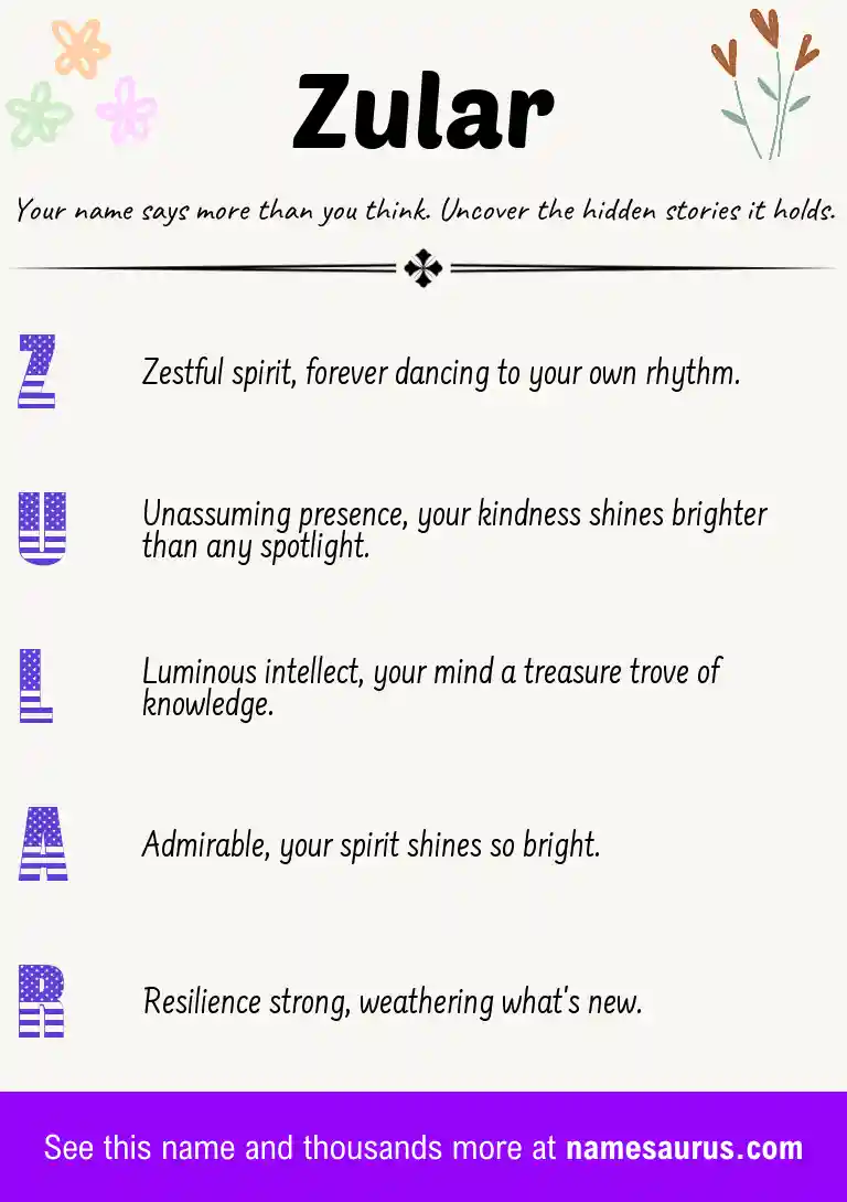Acrostic poem about Zular.