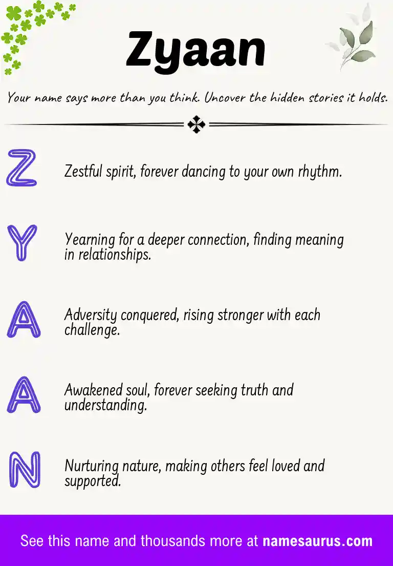 Acrostic poem about Zyaan.