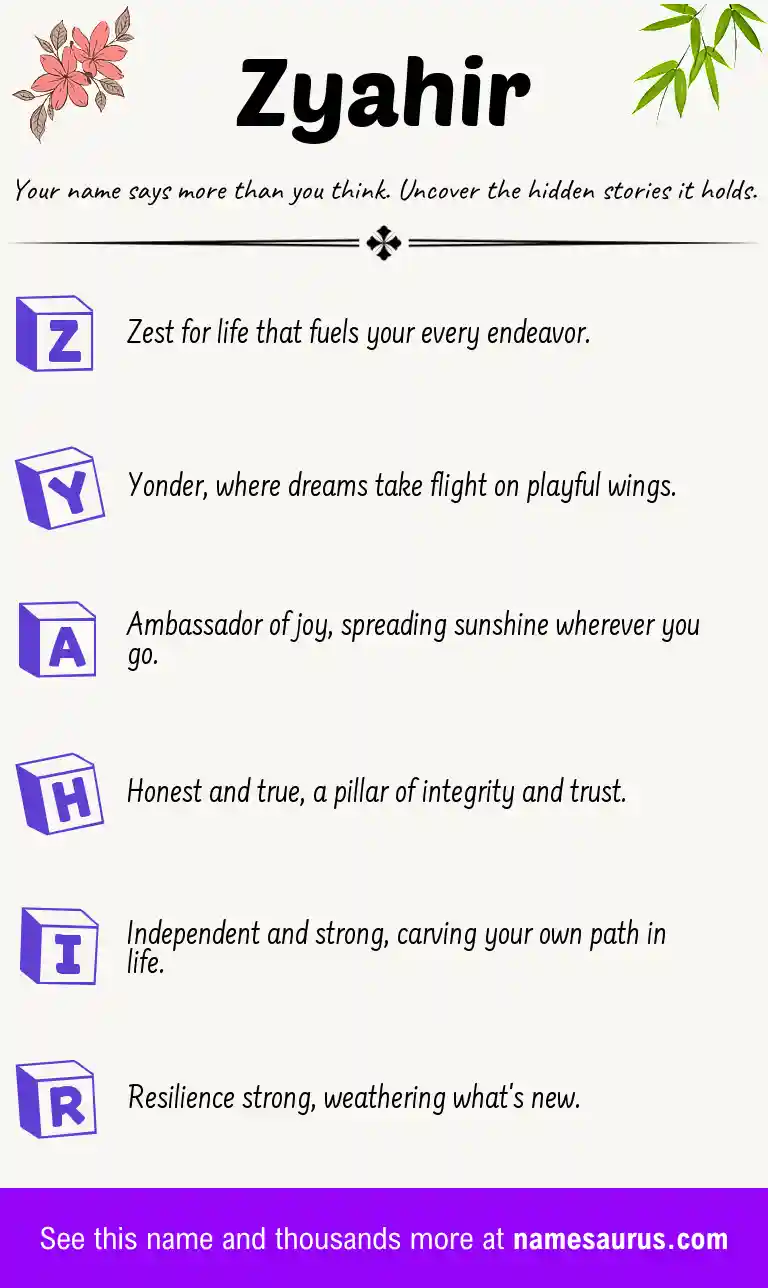 Acrostic poem about Zyahir.