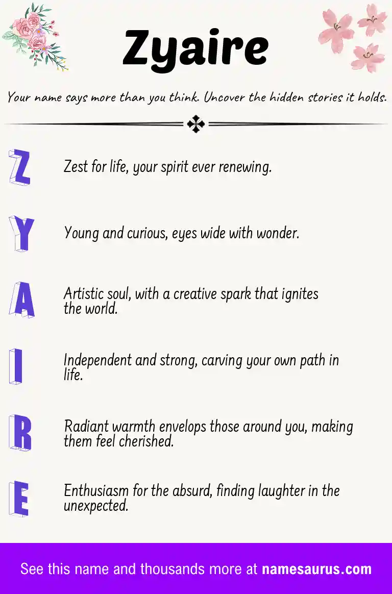 Acrostic poem about Zyaire.