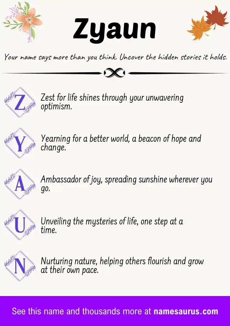Acrostic poem about Zyaun.